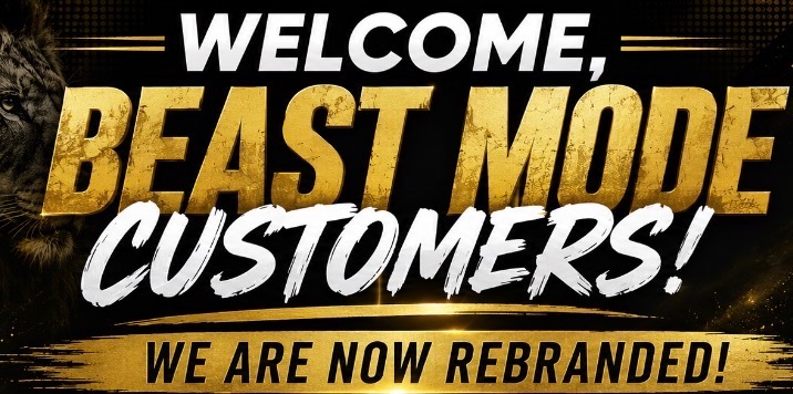 Banner welcoming Beast Mode customers to the Alpha One Aminos website.